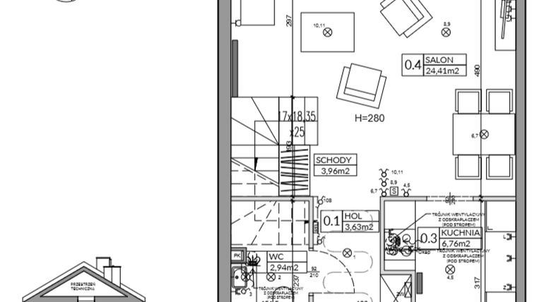 Rzut - Dom na sprzedaż 4 pokoje o powierzchni 83,33 m² - numer 105A w Nova Magdalenka 7 etap IV