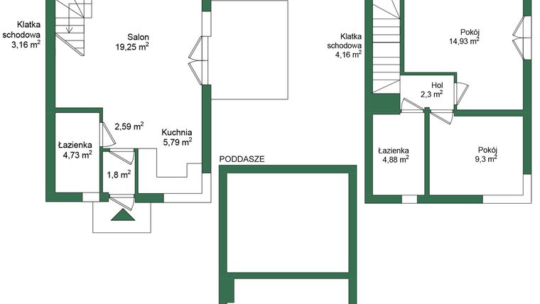 Rzut - Dom na sprzedaż 4 pokoje o powierzchni 94,4 m² - numer 2 w Zagościniec
