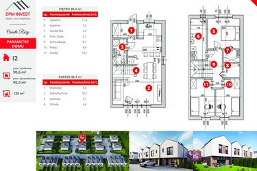 Rzut - Dom na sprzedaż 4 pokoje o powierzchni 95 m² - numer I2 w Rose Park etap IV