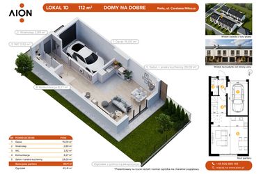 Rzut - Dom na sprzedaż 4 pokoje o powierzchni 112 m² - numer 1D w Domy na dobre - REDA