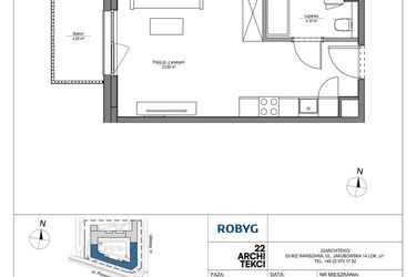 Rzut - Mieszkanie na sprzedaż 1 pokój o powierzchni 28,22 m² - numer LH/LHA/D/1/2 w Lira House