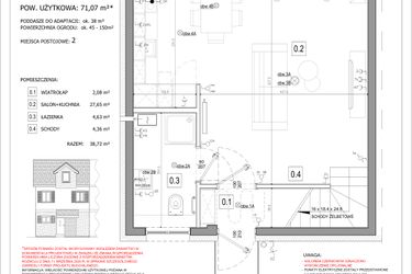 Rzut - Dom na sprzedaż 2 pokoje o powierzchni 71 m² - numer 31A w Osiedle Kwiatów etap III