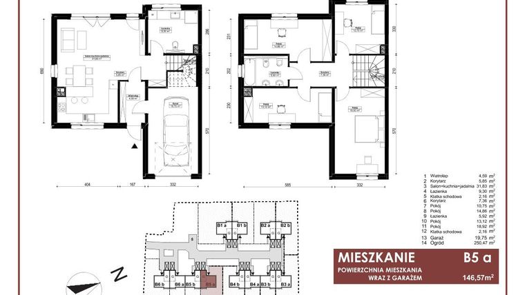 Rzut - Mieszkanie na sprzedaż 5 pokoi o powierzchni 146,57 m² - numer B5a w Szymanów