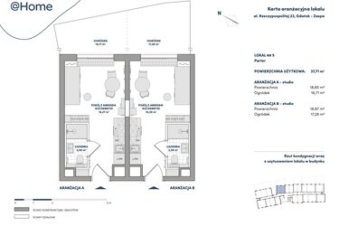 Rzut - Mieszkanie na sprzedaż 2 pokoje o powierzchni 37,72 m² - numer 5 w AtHome - Apartamenty inwestycyjne
