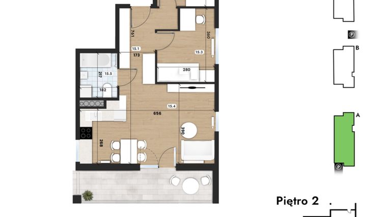 Rzut - Mieszkanie na sprzedaż 3 pokoje o powierzchni 59,27 m² - numer 15 w Słomczyńskiego Widoki