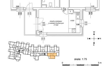 Rzut - Mieszkanie na sprzedaż 3 pokoje o powierzchni 54,99 m² - numer M14 w Osiedle Mała Dziesiąta etap II