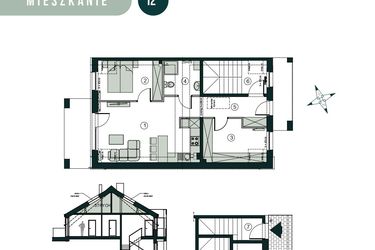 Rzut - Mieszkanie na sprzedaż 3 pokoje o powierzchni 66,43 m² - numer I2 w Aleja Wiśniowa Pogórze