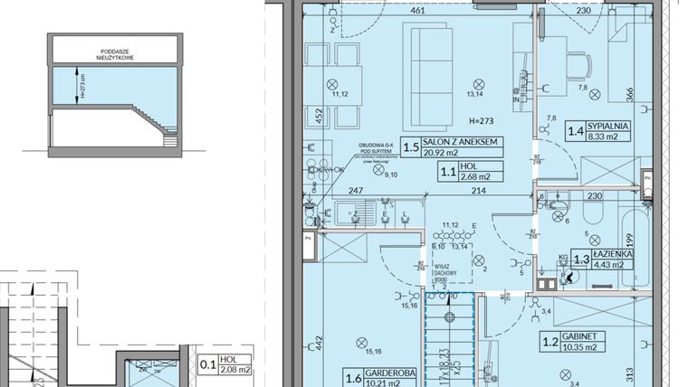 Rzut - Mieszkanie na sprzedaż 4 pokoje o powierzchni 62,57 m² - numer 56B w Domy na Witosa etap 2A i 2B