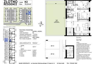 Rzut - Mieszkanie na sprzedaż 3 pokoje o powierzchni 70,54 m² - numer N2 w Złotno Residence