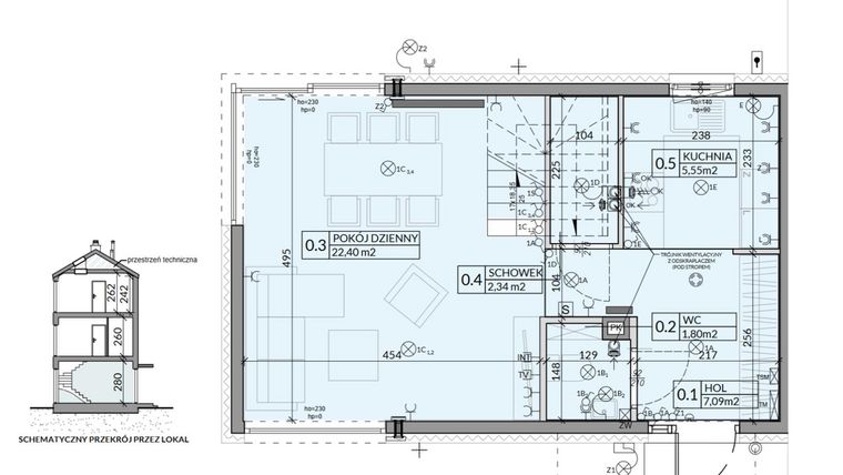 Rzut - Dom na sprzedaż 5 pokoi o powierzchni 116,81 m² - numer 2 w Wille Stolema