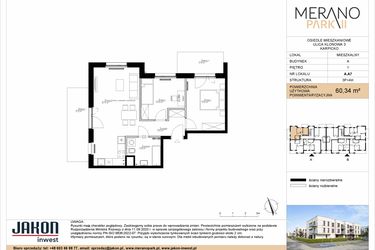 Rzut - Mieszkanie na sprzedaż 3 pokoje o powierzchni 60,34 m² - numer A.A7 w Merano Park II