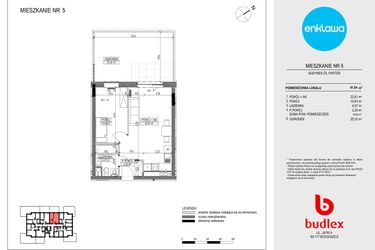 Rzut - Mieszkanie na sprzedaż 2 pokoje o powierzchni 41,04 m² - numer Z5.5 w Enklawa Apartamenty Z4 i Z5