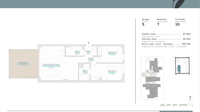 Rzut - Mieszkanie na sprzedaż 2 pokoje o powierzchni 67,5 m² - numer B5-1D w Talasa Caleus II
