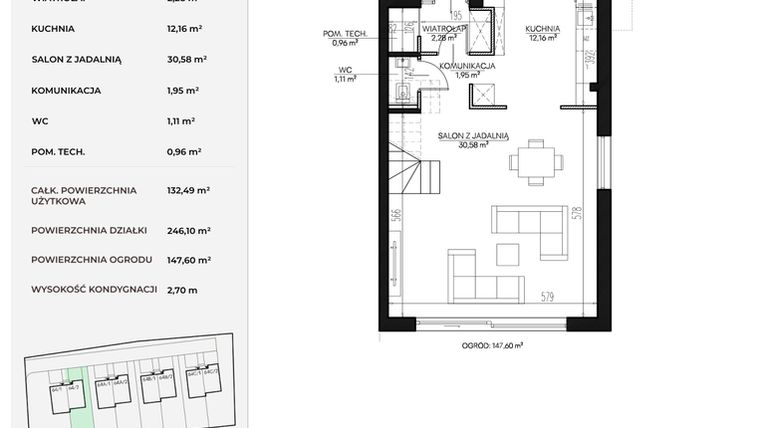 Rzut - Dom na sprzedaż 5 pokoi o powierzchni 133,49 m² - numer 64_2 w Kołodzieja