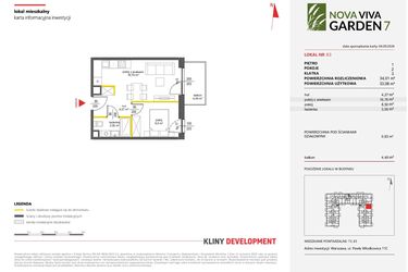 Rzut - Mieszkanie na sprzedaż 2 pokoje o powierzchni 33,08 m² - numer 63 w Nova Viva Garden 7