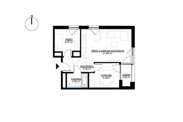 Rzut - Mieszkanie na sprzedaż 3 pokoje o powierzchni 48,29 m² - numer M3 w KrakoVska etap 2