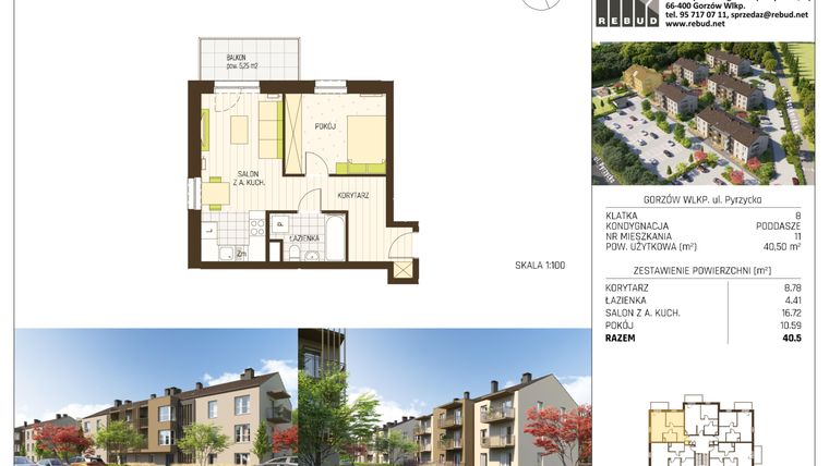 Rzut - Mieszkanie na sprzedaż 2 pokoje o powierzchni 40,5 m² - numer B3-K8-P2-M11 w Stargardzka
