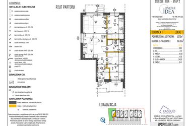 Rzut - Mieszkanie na sprzedaż 3 pokoje o powierzchni 53,7 m² - numer 1-L1 w Osiedle Idea etap II
