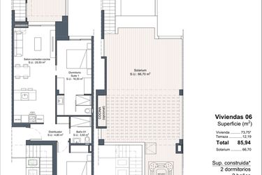 Rzut - Dom na sprzedaż 2 pokoje o powierzchni 85,94 m² - numer 0-6 w Domy w Ciudad Quesada - 18228363