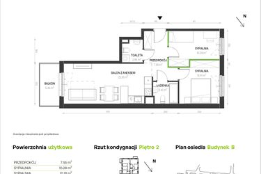 Rzut - Mieszkanie na sprzedaż 3 pokoje o powierzchni 57,64 m² - numer B/A/7 w Augustowska Vita