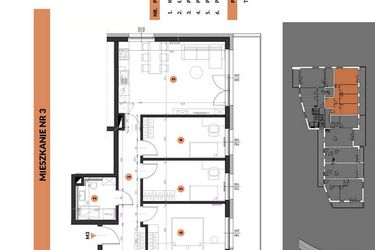Rzut - Mieszkanie na sprzedaż 4 pokoje o powierzchni 73,41 m² - numer 3 w Buraczana 27