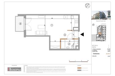 Rzut - Mieszkanie na sprzedaż 1 pokój o powierzchni 36,99 m² - numer A4/1 w 5th Avenue Apartments