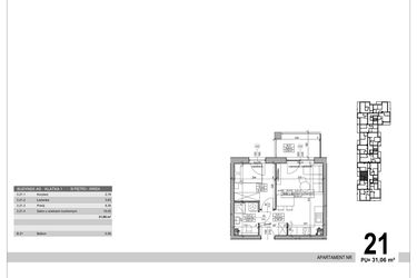 Rzut - Mieszkanie na sprzedaż 2 pokoje o powierzchni 31,06 m² - numer A.9.M.21 w Sobola Biel A9