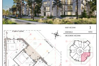 Rzut - Mieszkanie na sprzedaż 3 pokoje o powierzchni 68,09 m² - numer 3 w Grasera 12