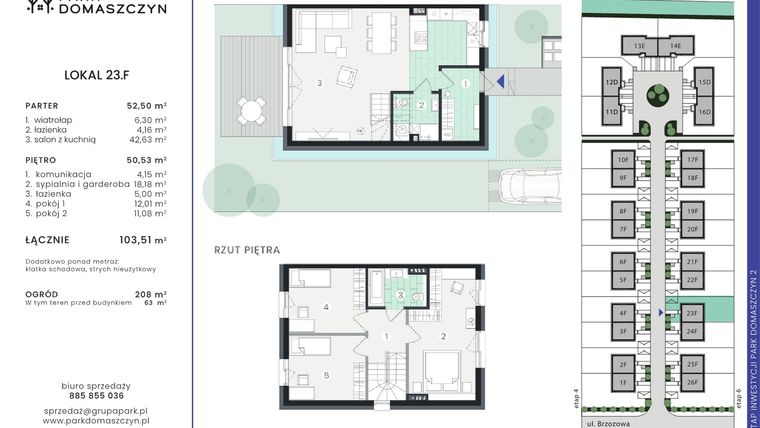 Rzut - Dom na sprzedaż 5 pokoi o powierzchni 103,51 m² - numer 23F w Park Domaszczyn 2 - etap 5