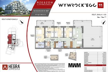 Rzut - Mieszkanie na sprzedaż 5 pokoi o powierzchni 95,77 m² - numer M57 w Apartamenty Wywrockiego 11