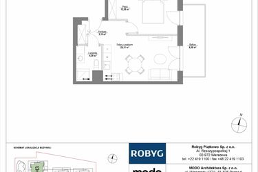Rzut - Mieszkanie na sprzedaż 2 pokoje o powierzchni 40,05 m² - numer H3_1M04 w Piątkowo Residence etap II