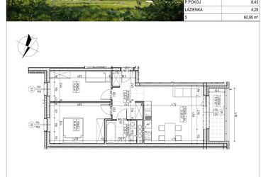 Rzut - Mieszkanie na sprzedaż 3 pokoje o powierzchni 60,06 m² - numer C5.01.41 w Osiedle Panorama Wiślana Etap IV - budynek C5