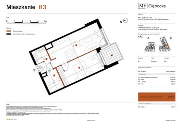 Rzut - Mieszkanie na sprzedaż 2 pokoje o powierzchni 45,32 m² - numer 83 w MY Głębocka