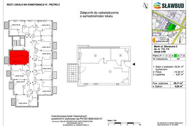 Rzut - Mieszkanie na sprzedaż 2 pokoje o powierzchni 39,11 m² - numer 49 w Osiedle Słoneczna etap 2