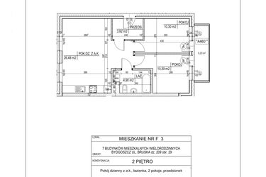 Rzut - Mieszkanie na sprzedaż 3 pokoje o powierzchni 55,99 m² - numer F3 w Bruska