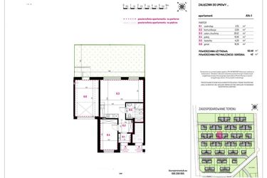 Rzut - Mieszkanie na sprzedaż 3 pokoje o powierzchni 62,4 m² - numer A14-1 w Aleja Kwitnącej Wiśni