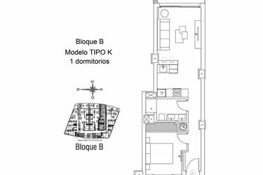 Rzut - Mieszkanie na sprzedaż 1 pokój o powierzchni 56,16 m² - numer 4K w Apartamenty w La Manga SP-45213