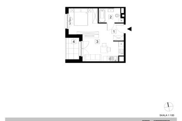 Rzut - Mieszkanie na sprzedaż 1 pokój o powierzchni 32,29 m² - numer A3-1-143 w Hipoteczna Park