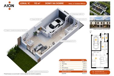 Rzut - Dom na sprzedaż 4 pokoje o powierzchni 112 m² - numer 1C w Domy na dobre - REDA