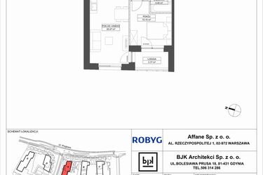Rzut - Mieszkanie na sprzedaż 2 pokoje o powierzchni 37,84 m² - numer A.1M08 w WENDY