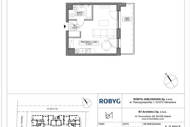 Rzut - Mieszkanie na sprzedaż 1 pokój o powierzchni 28,17 m² - numer A.2M17 w Dobre Miejsce