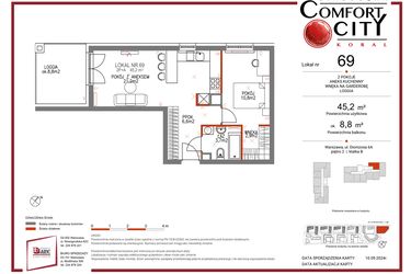 Rzut - Mieszkanie na sprzedaż 2 pokoje o powierzchni 45,2 m² - numer 69 w Comfort City Koral