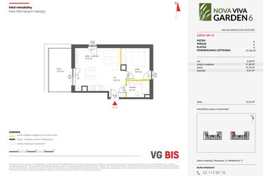 Rzut - Mieszkanie na sprzedaż 1 pokój o powierzchni 41,67 m² - numer 80 w Nova Viva Garden 6