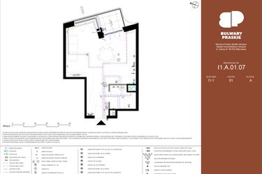 Rzut - Mieszkanie na sprzedaż 1 pokój o powierzchni 36,26 m² - numer I1.A.01.07 w Bulwary Praskie etap I i J