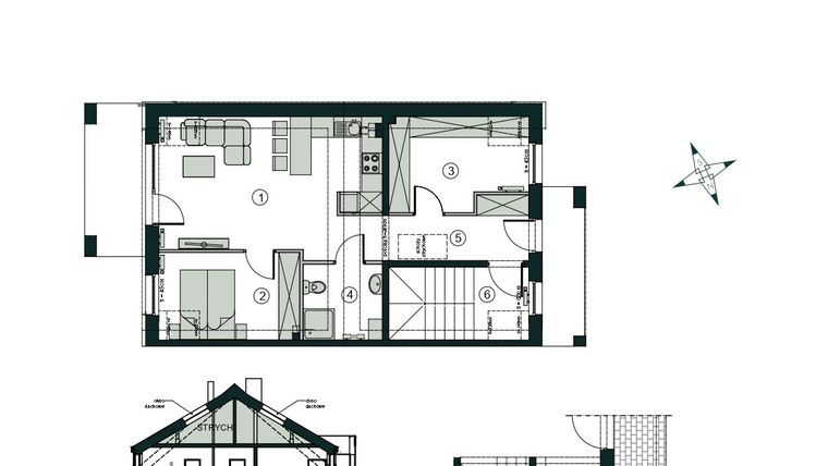 Rzut - Mieszkanie na sprzedaż 3 pokoje o powierzchni 66,43 m² - numer X2 w Aleja Wiśniowa Pogórze