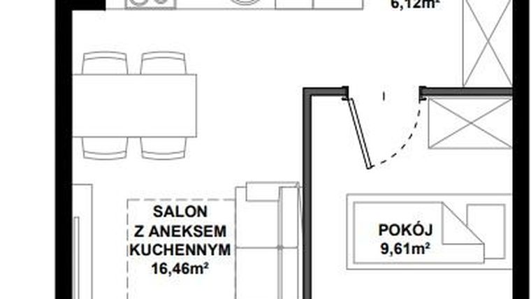 Rzut - Mieszkanie na sprzedaż 2 pokoje o powierzchni 38,22 m² - numer A.105 w Apartamenty Bałtyk