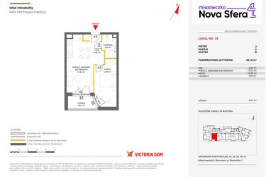 Rzut - Mieszkanie na sprzedaż 2 pokoje o powierzchni 38,18 m² - numer 38 w Miasteczko Nova Sfera 4