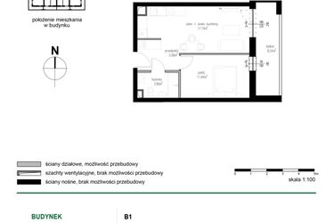 Rzut - Mieszkanie na sprzedaż 2 pokoje o powierzchni 38,32 m² - numer 18 w Wędrowna