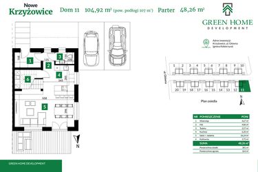 Rzut - Dom na sprzedaż 5 pokoi o powierzchni 105 m² - numer 11 w Nowe Krzyżowice II