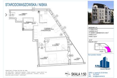 Rzut - Mieszkanie na sprzedaż 3 pokoje o powierzchni 52,7 m² - numer 18 w Kamienica przy ul. Starodomaszowskiej